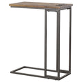 Gunmetal And Antique Brown C Shape Snack Table With Power Outlet Brown Brown Built In Outlets Or Usb Primary Living Space Industrial Rectangular Rectangular Wood Sled