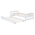 Twin Size Platform Bed With Twin Size Trundle, White Box Spring Not Required Twin White Wood Bedroom Pine