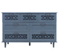 7 Drawer Cabinet, American Furniture, Suitable For Bedroom, Living Room, Study Blue Particle Board