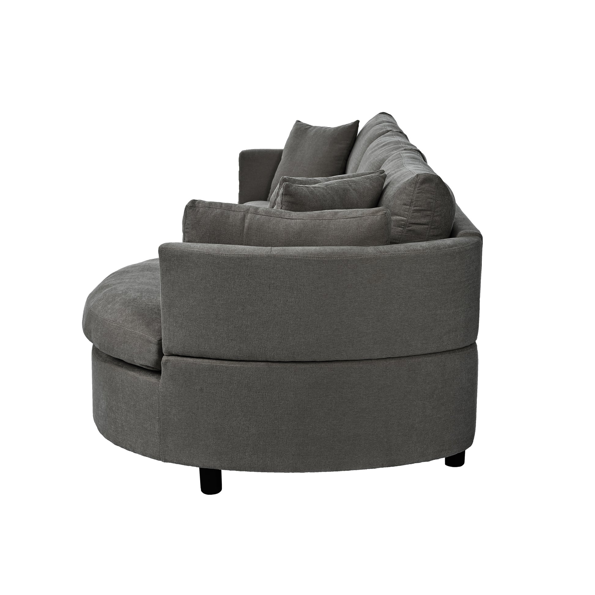 Three Indoor Cushioned Combination Sofas With Three Pillows And Curved Seat, For Living Room, Study Room, And Apartment Gray Polyester