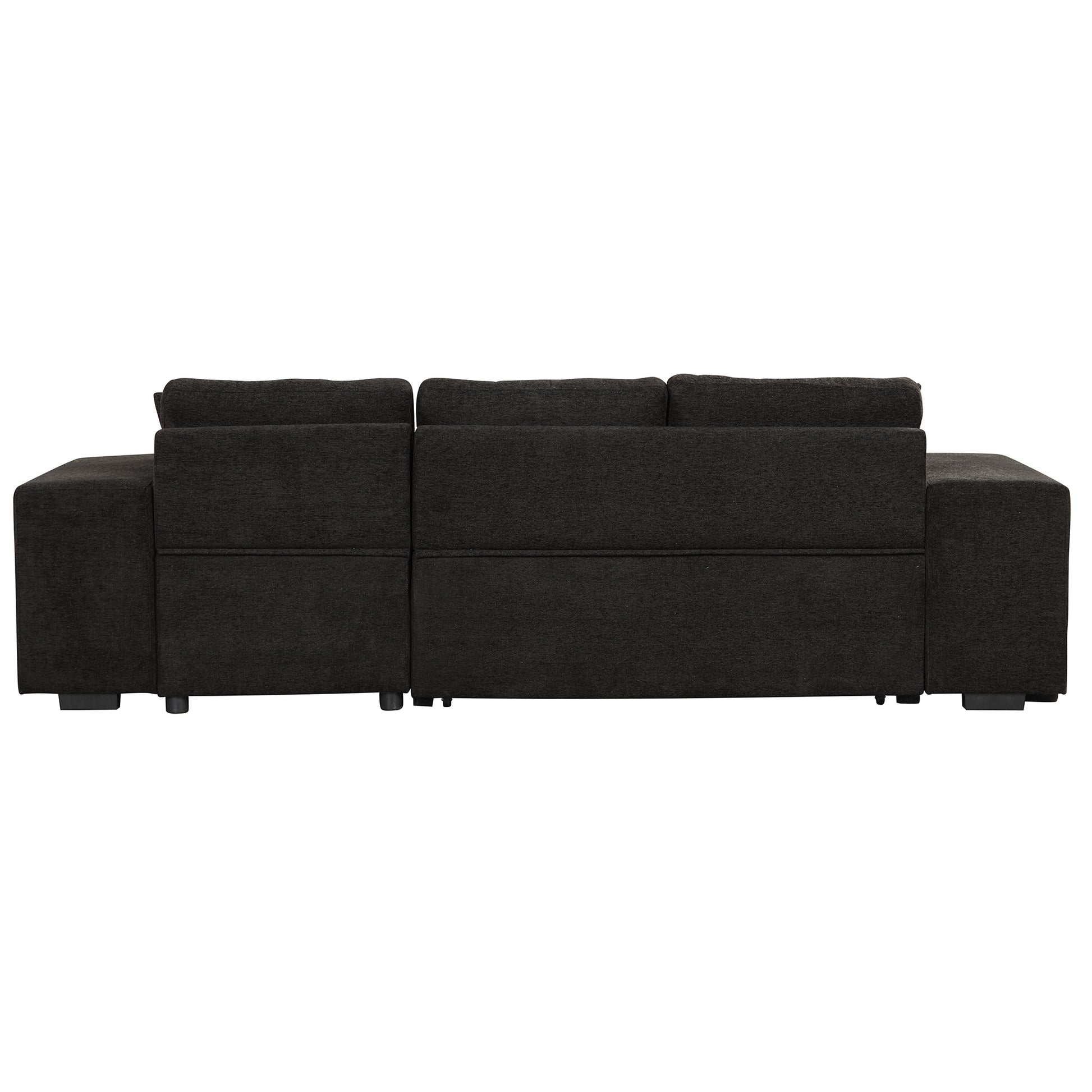 104.5" Modern L Shape 3 Seat Reversible Sectional Couch, Pull Out Sleeper Sofa With Storage Chaise And 2 Stools For Living Room Furniture Set, Charcoal Grey Charcoal Grey Foam Chenille 3 Seat