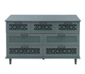 7 Drawer Cabinet, American Furniture, Suitable For Bedroom, Living Room, Study Dark Green Particle Board