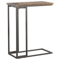 Gunmetal And Antique Brown C Shape Snack Table With Power Outlet Brown Brown Built In Outlets Or Usb Primary Living Space Industrial Rectangular Rectangular Wood Sled