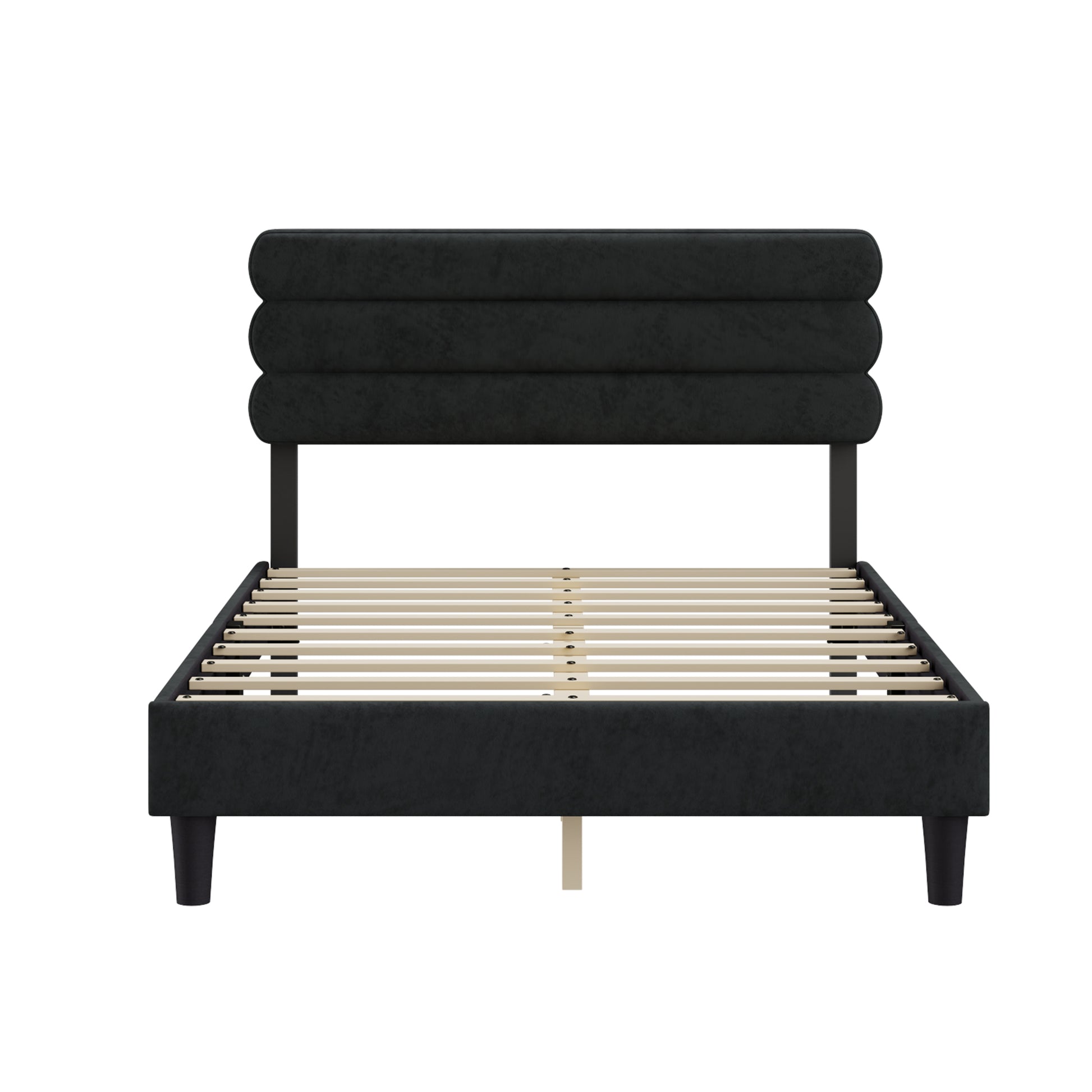 Full Bed Frame With Headboard,Sturdy Platform Bed With Wooden Slats Support,No Box Spring,Mattress Foundation,Easy Assembly Dark Grey Dark Grey Wood