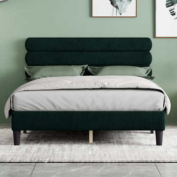 Queen Bed Frame With Headboard,Sturdy Platform Bed With Wooden Slats Support,No Box Spring,Mattress Foundation,Easy Assembly Green Green Wood
