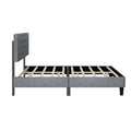 Queen Size Panel Bed Frame With Adjustable Button Tufted Headboard For Bedroom Linen Upholstered Wood Slat Support Easy Assembly,Light Grey Light Grey Wood