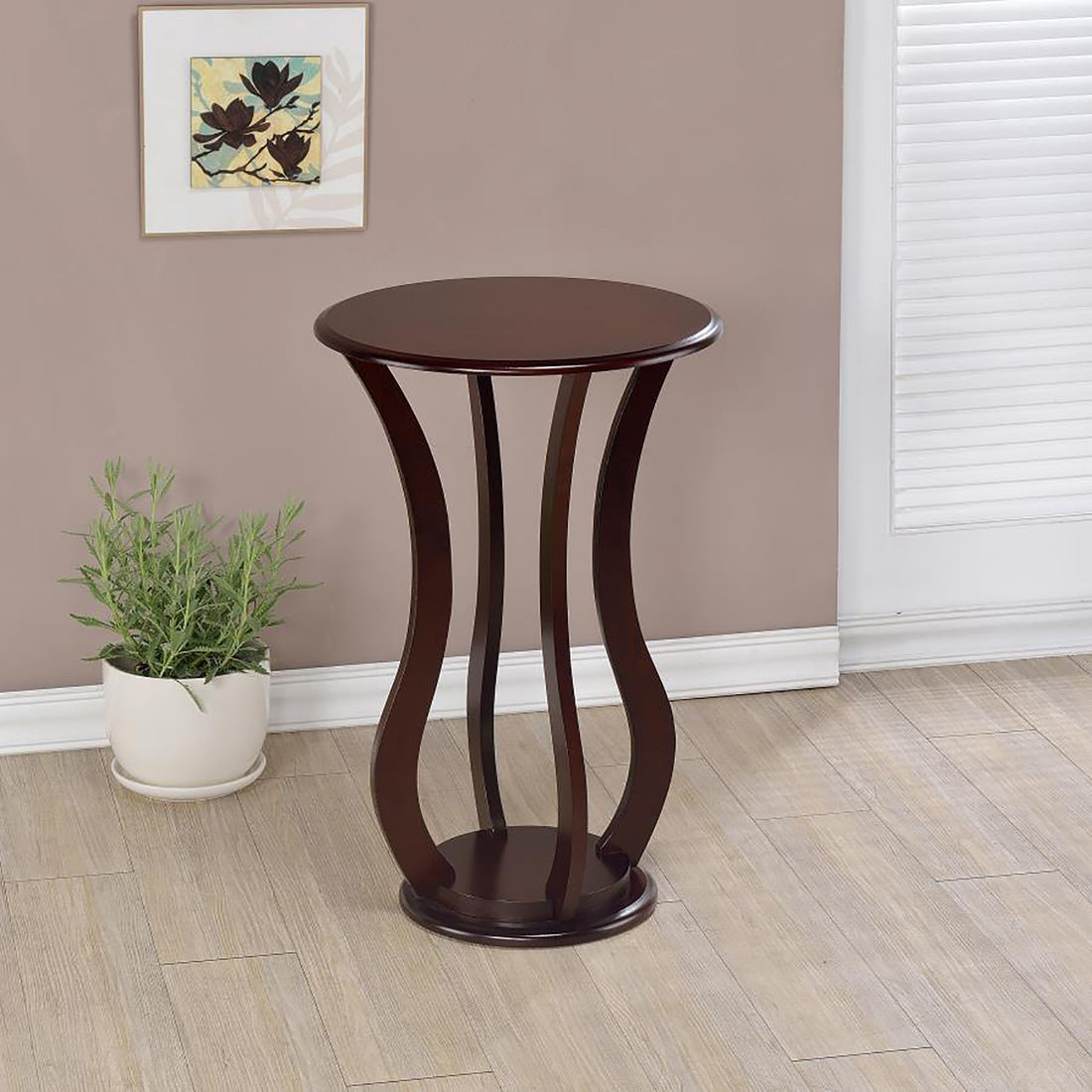 Cherry Round Accent Table With Faux Marble Top Cherry Brown Primary Living Space Traditional Rubberwood Round Shelves Coffee & End Tables Wood