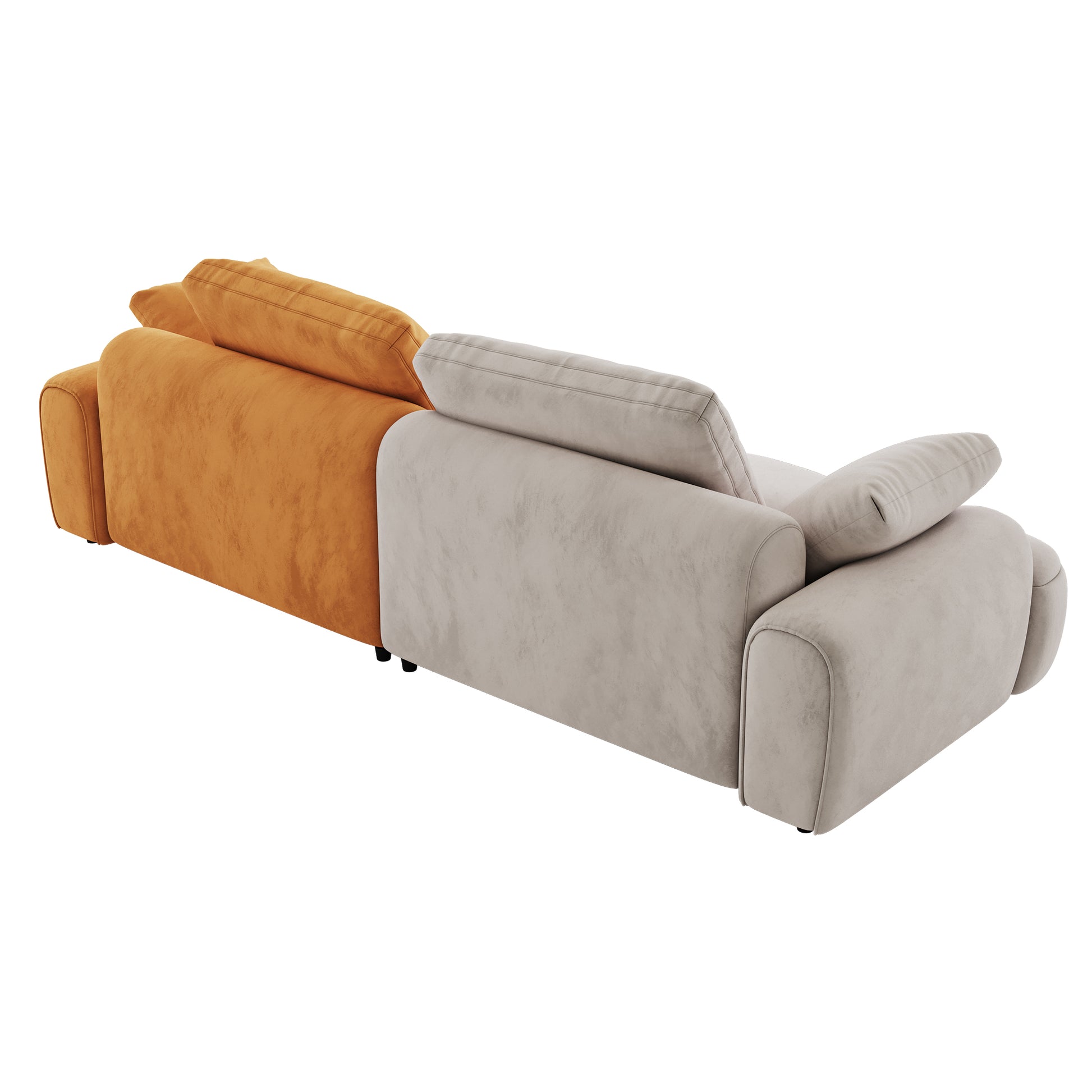 86.6 Large Size Two Seat Sofa,Modern Upholstered,Beige Paired With Yellow Suede Fabric Beige Yellow Velvet Wood Primary Living Space Soft Modern Eucalyptus Polyurethane Foam Eucalyptus 3 Seat