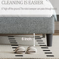 King Size Panel Bed Frame With Adjustable Button Tufted Headboard For Bedroom Linen Upholstered Wood Slat Support Easy Assembly,Light Grey Light Gray Wood