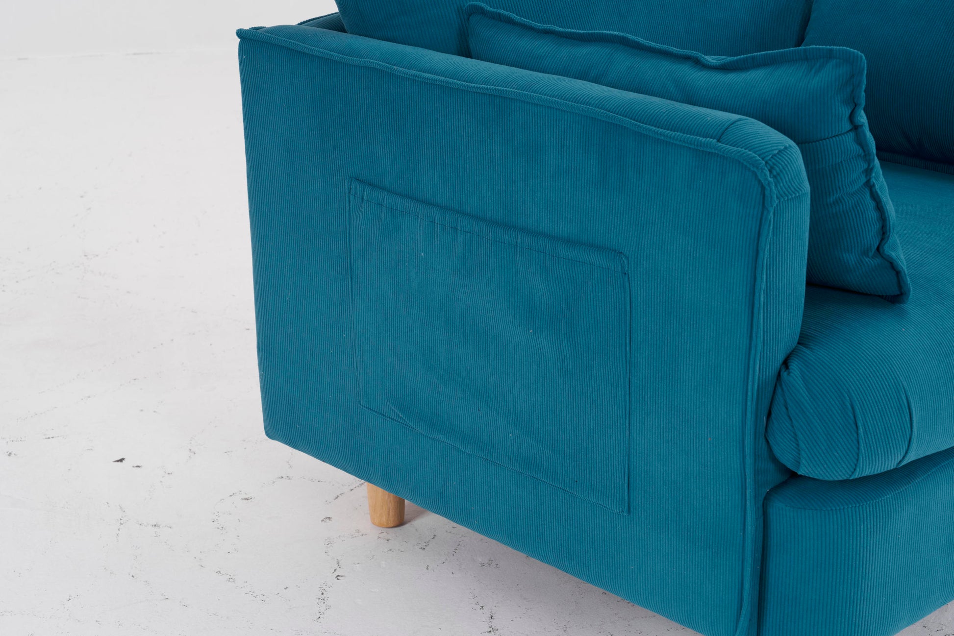 29.5 "W Modern Fabric Decorative Chair Armchair Upholstered Reading Chair Single Sofa Casual Club Chair With Solid Wooden Feet And 2 Pillow, For Living Room, Bedroom, Bed Room, Office, Corduroy Fabric Blue Foam Corduroy