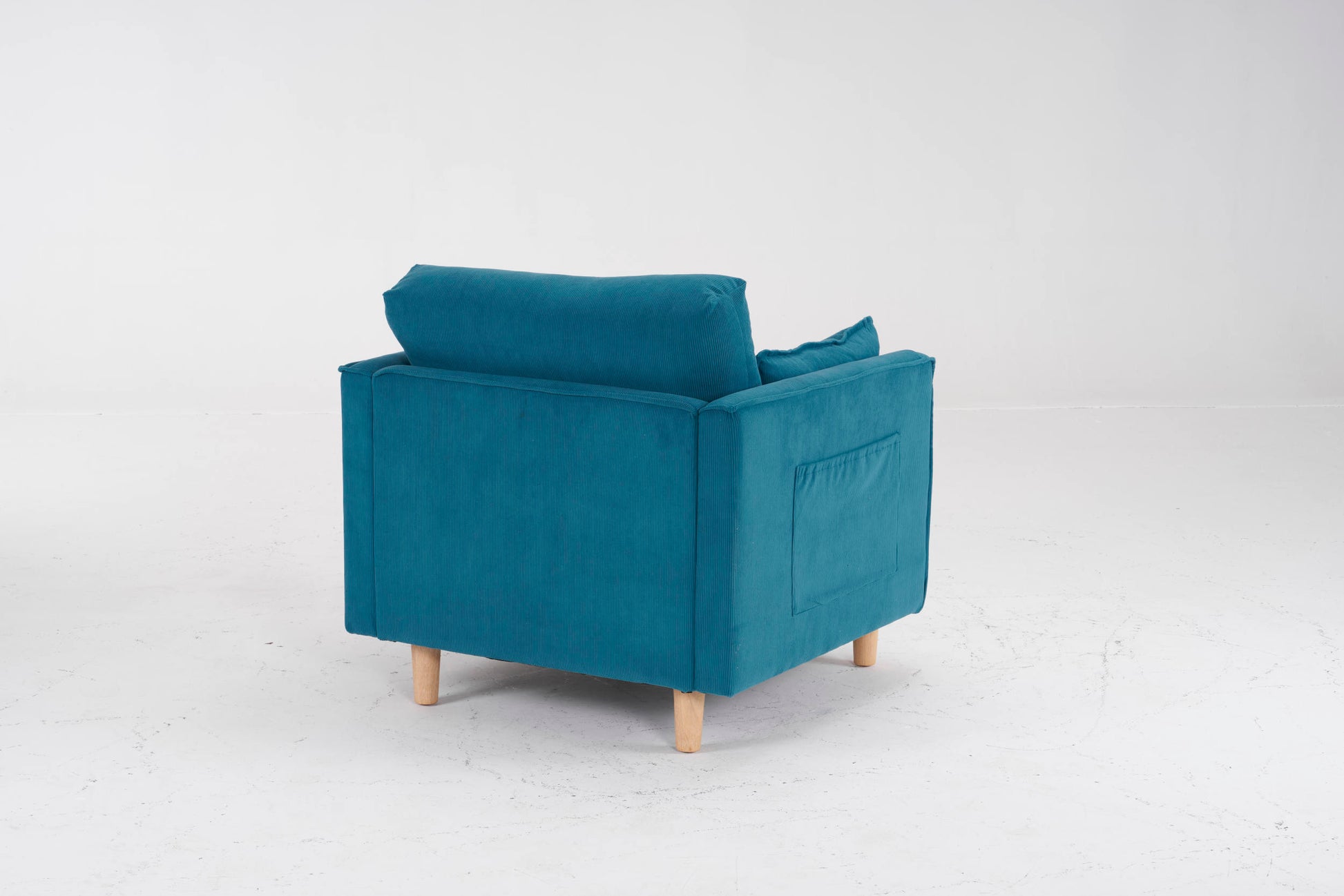 29.5 "W Modern Fabric Decorative Chair Armchair Upholstered Reading Chair Single Sofa Casual Club Chair With Solid Wooden Feet And 2 Pillow, For Living Room, Bedroom, Bed Room, Office, Corduroy Fabric Blue Foam Corduroy
