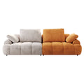 86.6 Large Size Two Seat Sofa,Modern Upholstered,Beige Paired With Yellow Suede Fabric Beige Yellow Velvet Wood Primary Living Space Soft Modern Eucalyptus Polyurethane Foam Eucalyptus 3 Seat