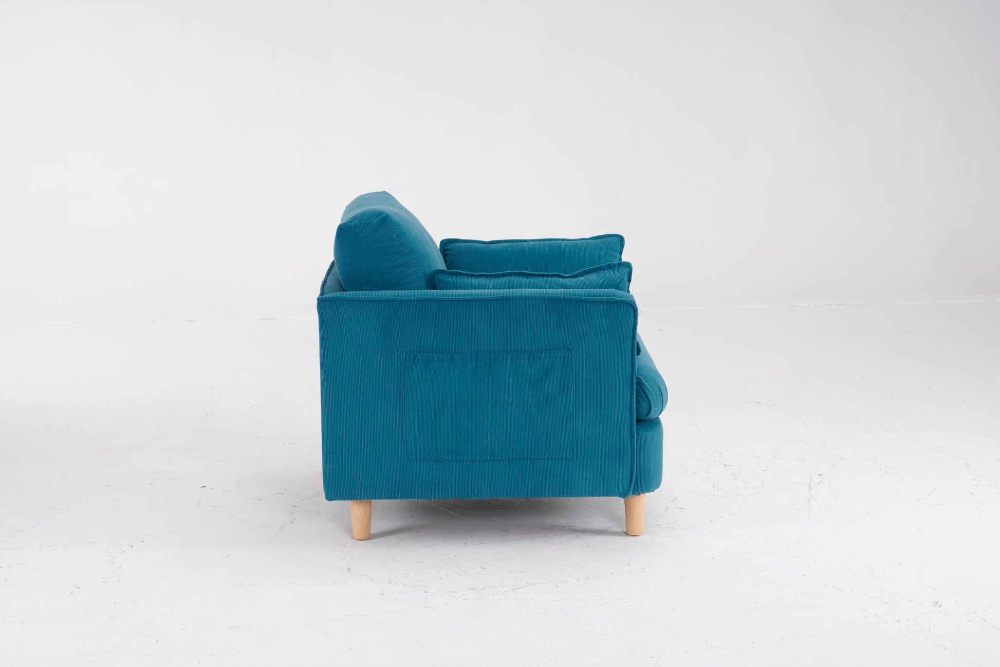 29.5 "W Modern Fabric Decorative Chair Armchair Upholstered Reading Chair Single Sofa Casual Club Chair With Solid Wooden Feet And 2 Pillow, For Living Room, Bedroom, Bed Room, Office, Corduroy Fabric Blue Foam Corduroy