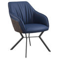 Blue And Gunmetal Upholstered Dining Chairs Set Of 2 Solid Blue Dining Room Foam Spot Clean Contemporary,Modern Side Chair Solid Back Foam Faux Leather