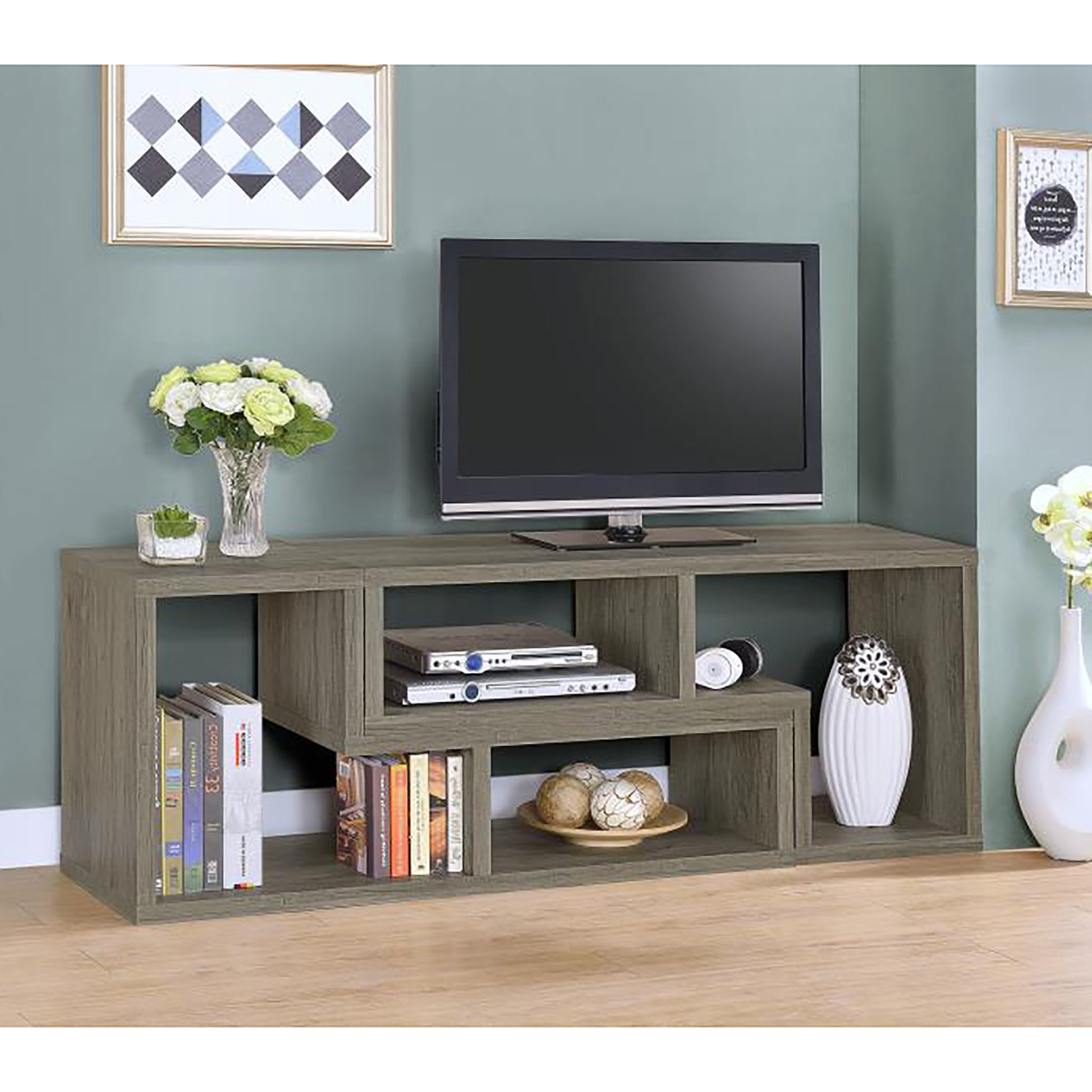 Grey Driftwood Convertable Bookcase 6 Grey Gray Standard Office Open Back Wood Transitional Wood