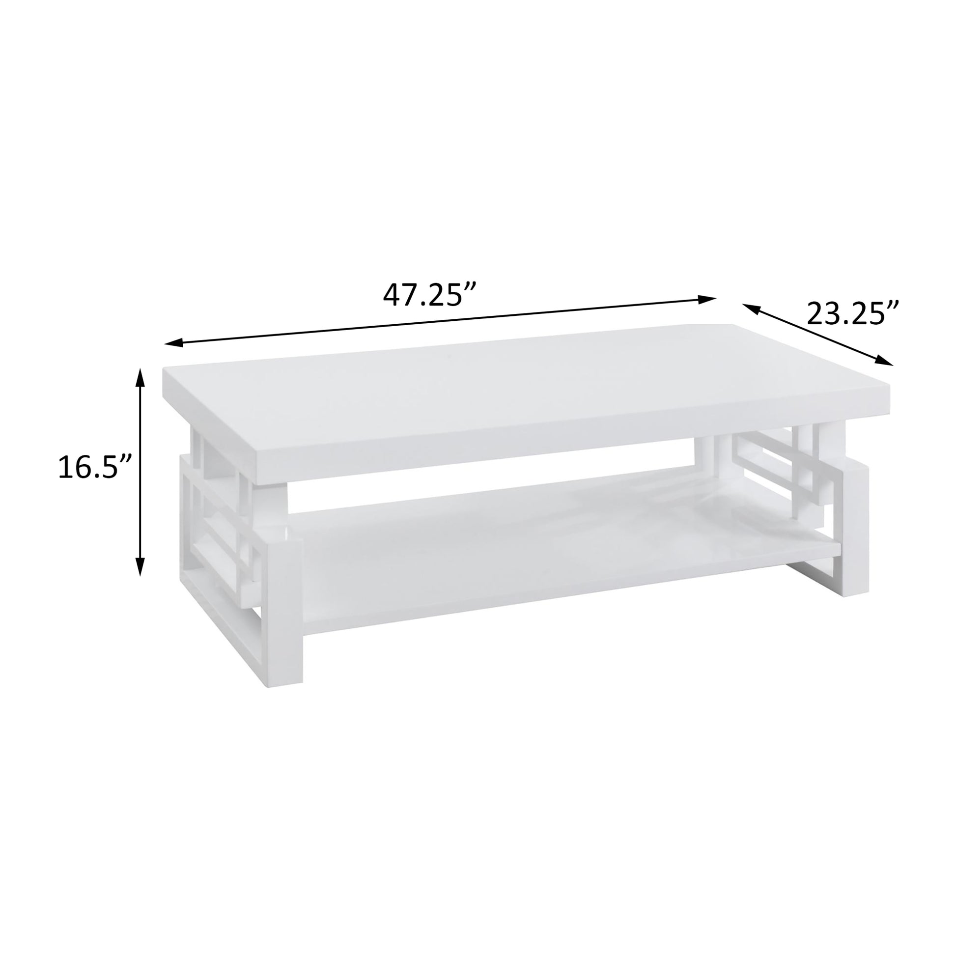 High Glossy White Rectangular Coffee Table Glossy White White Primary Living Space Contemporary,Modern Rectangular Shelves Coffee & End Tables Glossy Wood Sled