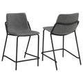 Grey And Black Counter Height Stools With Footrest Set Of 2 Solid Grey Black Dining Room Spot Clean Industrial Bar Stools Solid Back Foam Faux Leather