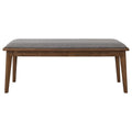 Grey And Natural Walnut Upholstered Dining Bench Solid Brown Light Brown Dining Room Foam Spot Clean Rectangular Mid Century Modern Rubberwood Foam Fabric