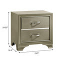 Champagne Nightstand With 2 Drawers Champagne 2 Drawers Bedroom Drawer Storage Glam Rubberwood Felt Lined Drawers Wood