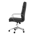 Black And Chrome Upholstered Office Chair With Casters Solid Black Office Foam Spot Clean Contemporary,Modern Office Chairs Solid Back Foam Casters Faux Leather