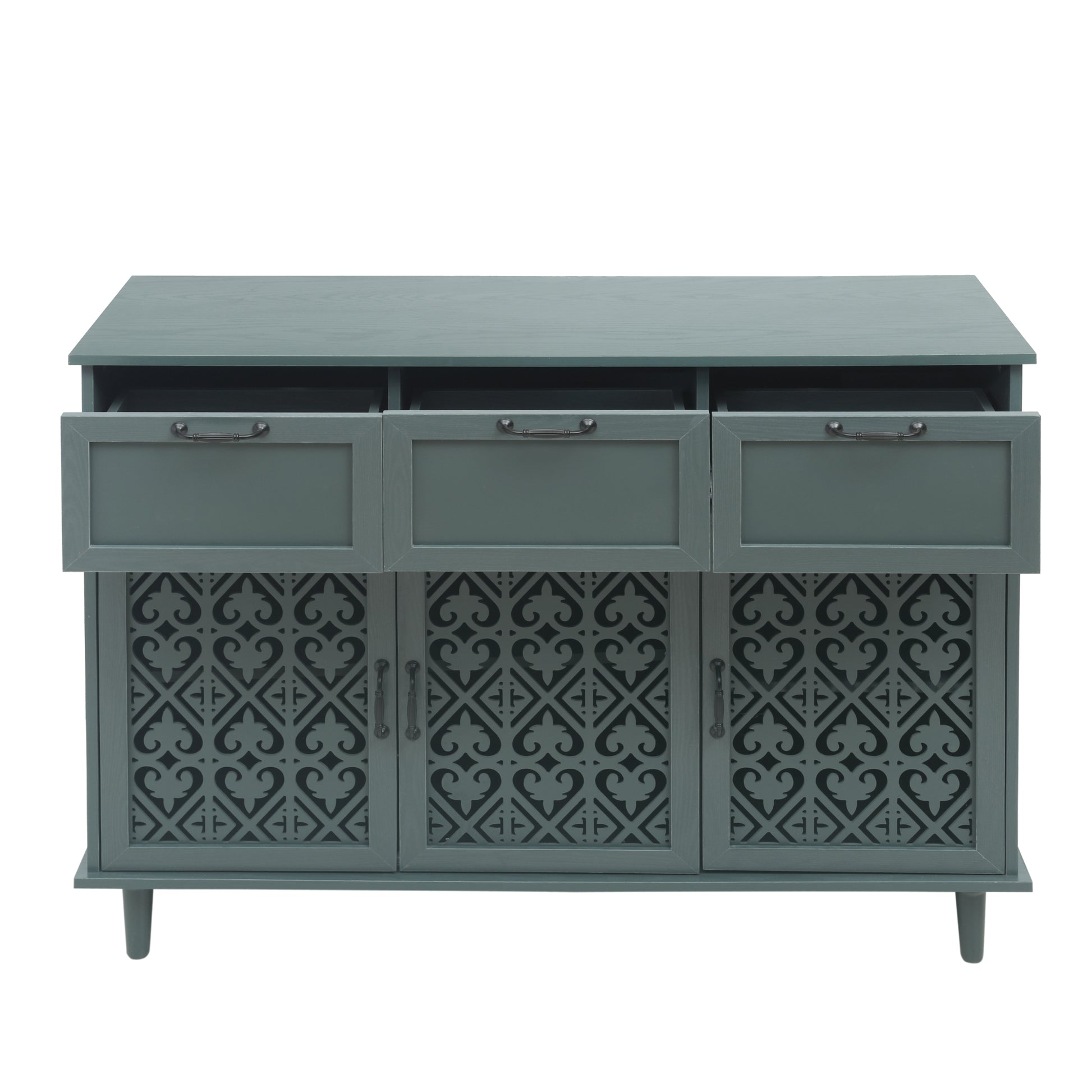 3 Door 3 Drawer Cabinet, American Furniture, Suitable For Bedroom, Living Room, Study Dark Green Particle Board