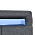 Twin Size Upholstered Platform Bed With Led Frame And 2 Drawers, Linen Fabric, Gray Gray Linen