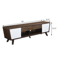 Dark Walnut And Glossy White 2 Door Tv Console Walnut Brown 70 79 Inches Mid Century Modern Wood