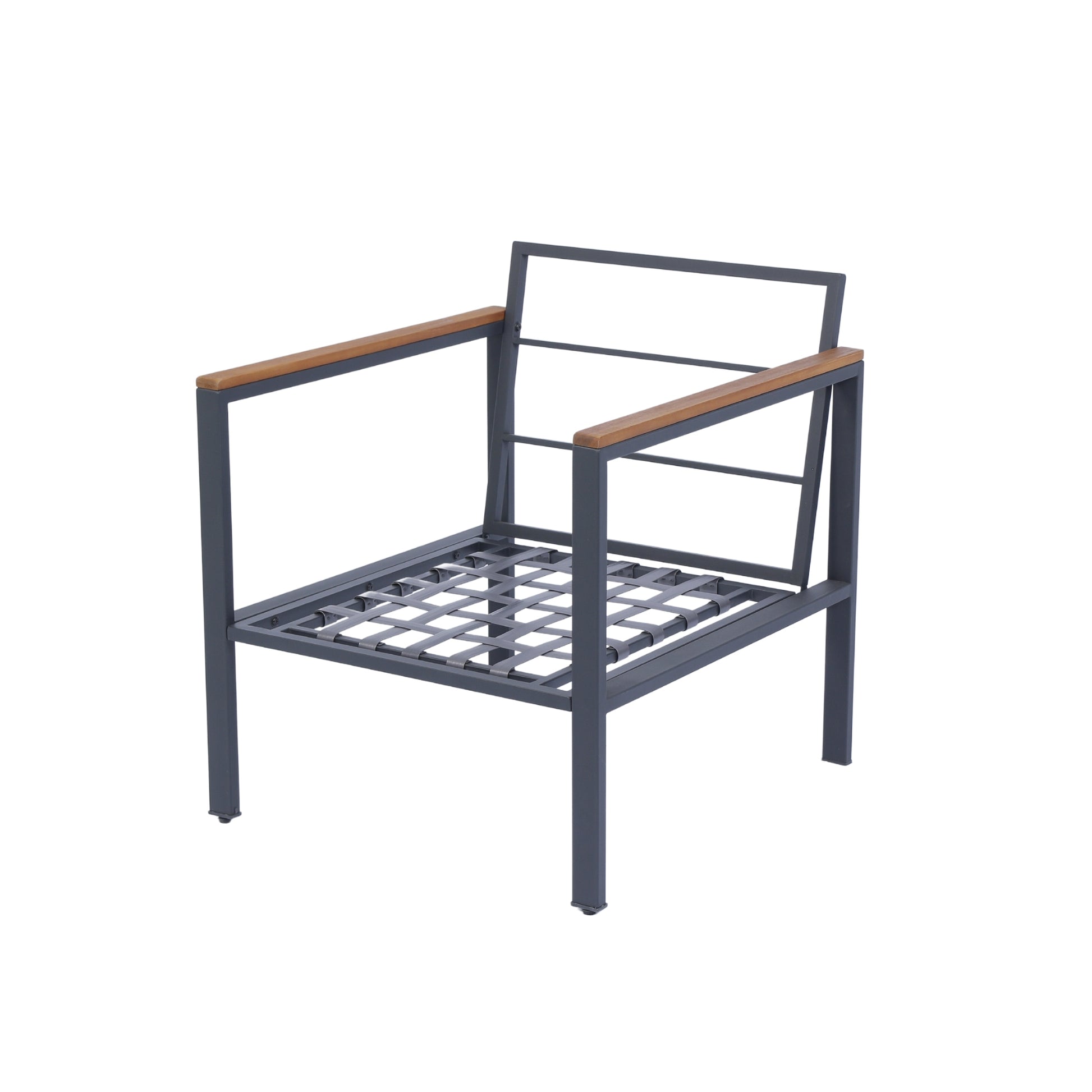 4 Piece Outdoor Sofa Set With Acacia Wood Top, Padded Patio Conversation Table Chair Set W Coffee Table For Garden, Backyard, Poolside Dark Grey Cushion Yes Complete Patio Set Dark Grey Rust Resistant Frame Mildew Resistant Cushion Garden & Outdoor