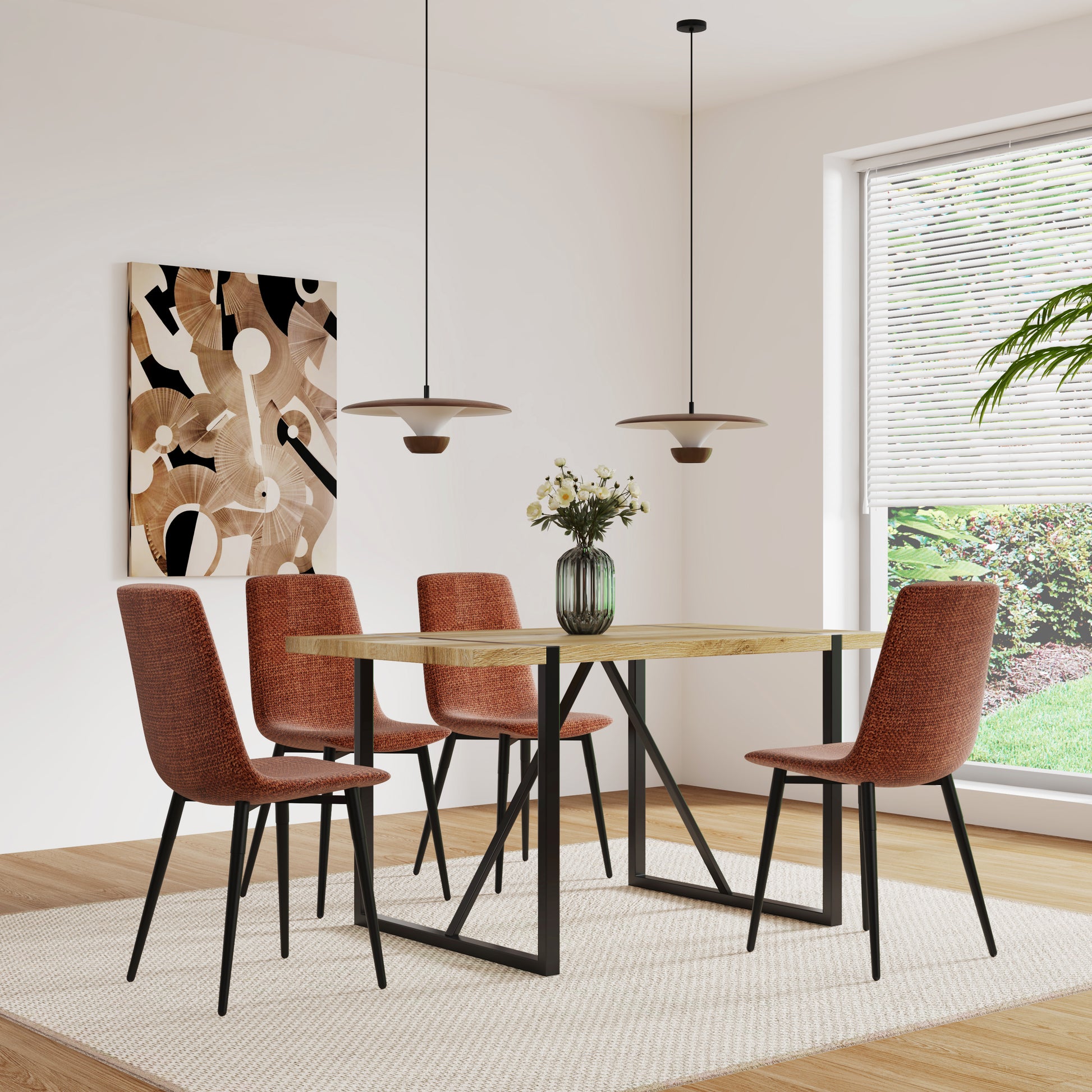 Dining Chairs Set Of 4,Modern Kitchen Dining Room Chairs,Upholstered Dining Accent Chairs In Linen Cushion Seat And Sturdy Black Metal Legs Caramel Metal Caramel Kitchen Dining Chairs Foam Linen