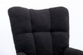 Rocking Chair With Pocket, Soft Teddy Fabric Rocking Chair For Nursery, Comfy Wingback Glider Rocker With Safe Solid Wood Base For Living Room Bedroom Balcony Black Black Casual Foam Teddy