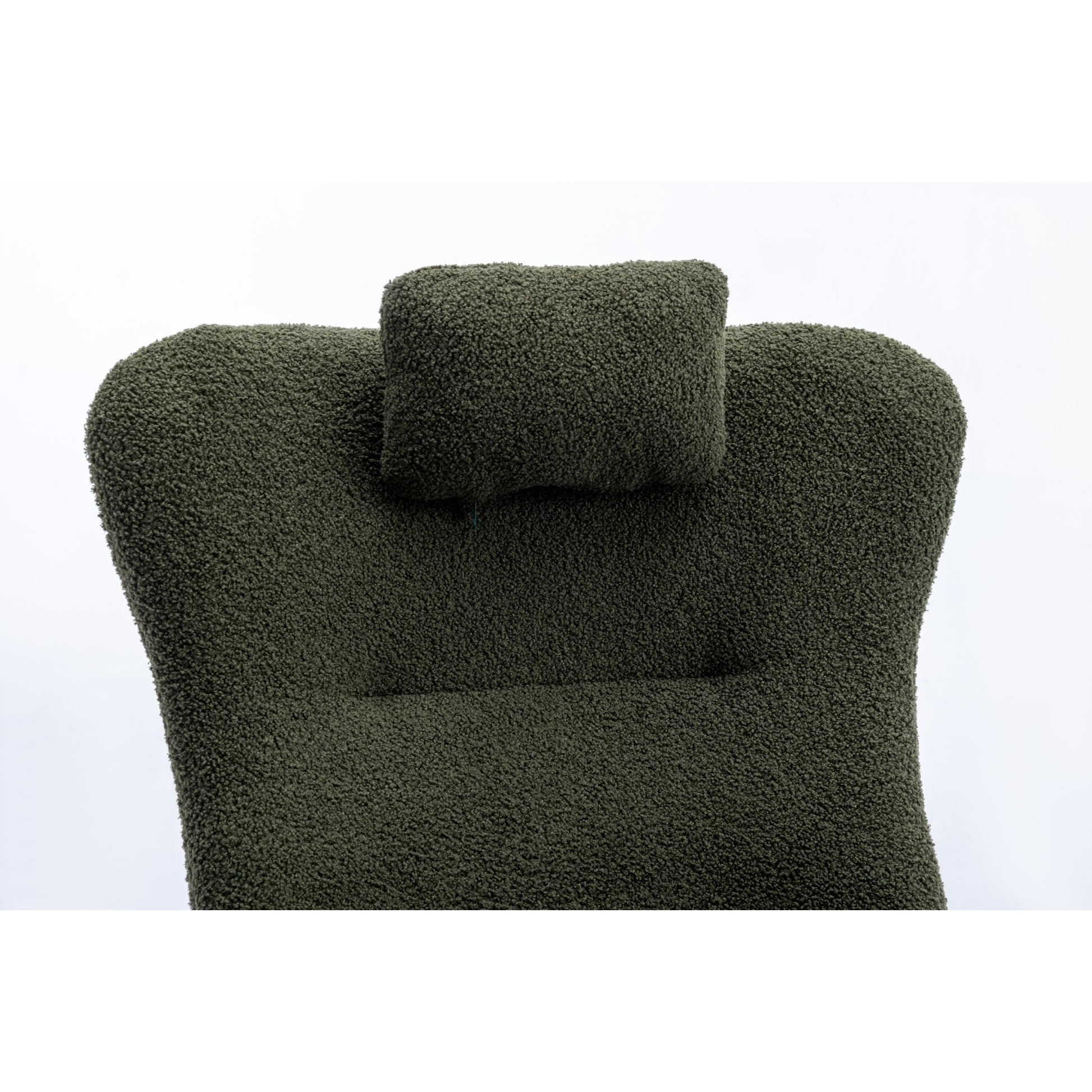 35.5 Inch Rocking Chair With Pocket, Soft Teddy Fabric Rocking Chair For Nursery, Comfy Wingback Glider Rocker With Safe Solid Wood Base For Living Room Bedroom Balcony Dark Green Dark Green Casual Foam Teddy