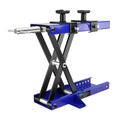 Steel Motorcycle Atv Scissor Lift Jack Crank Hoist Stand With Saddle And Safety Pins 1100 Lbs Blue Steel