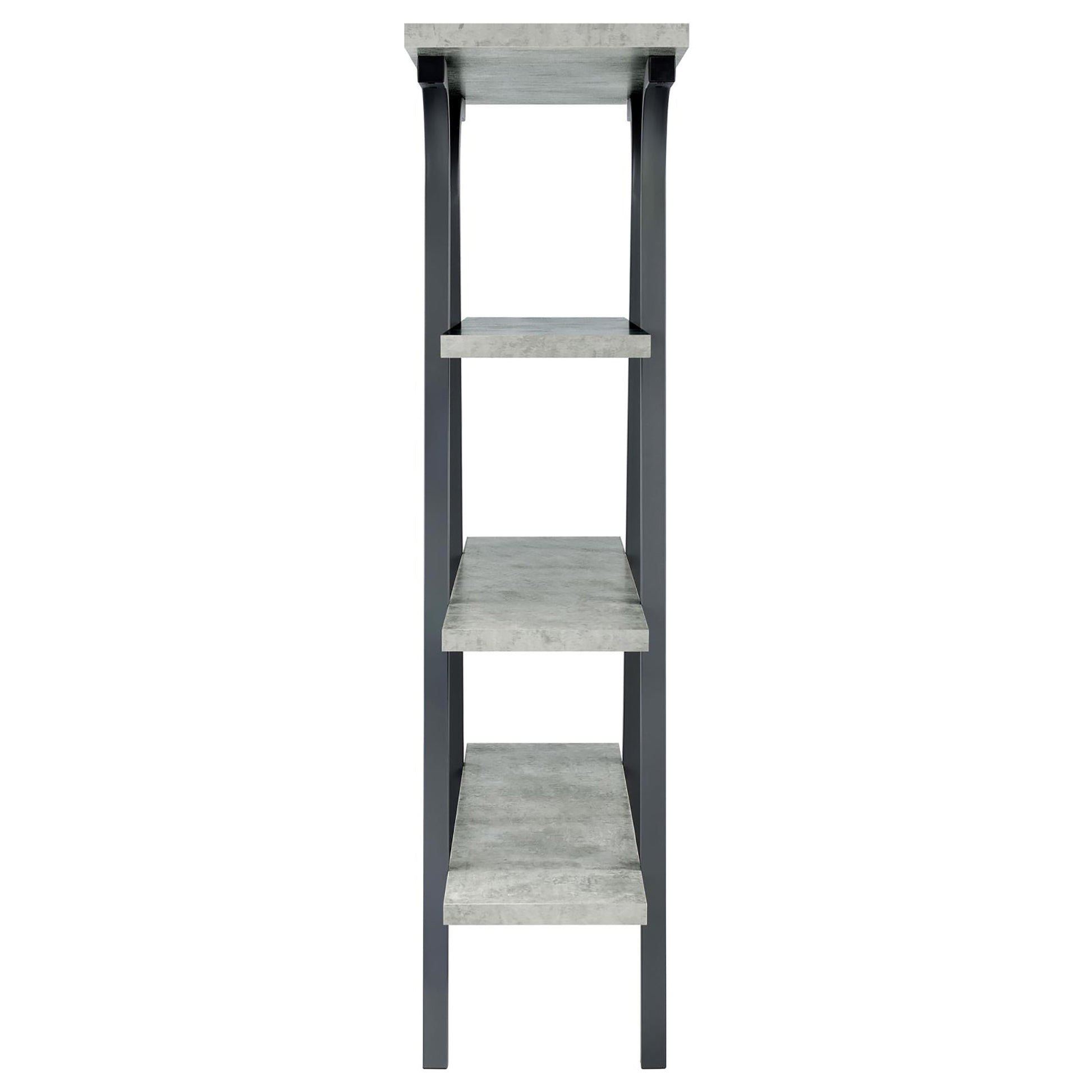 Cement And Gunmetal 3 Shelf Rectangular Bookcase 4 Cement Grey Gray Geometric Vertical Office Open Back Wood Contemporary,Modern Wood