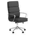 Black And Chrome Upholstered Office Chair With Casters Solid Black Office Foam Spot Clean Contemporary,Modern Office Chairs Solid Back Foam Casters Faux Leather