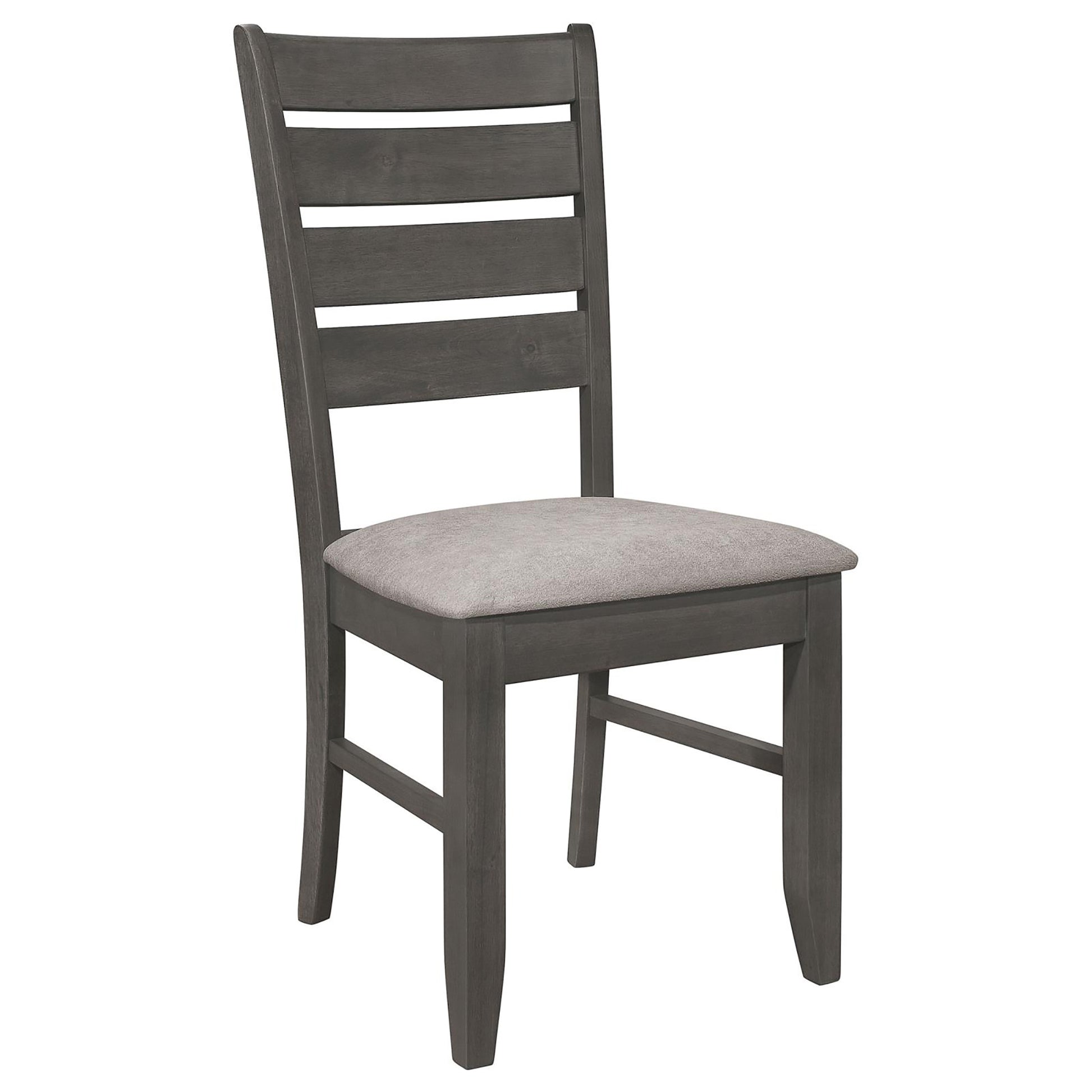 Grey And Dark Grey Padded Seat Side Chairs Set Of 2 Solid Grey Gray Dining Room Foam Spot Clean Transitional Side Chair Rubberwood Ladder Back Wood