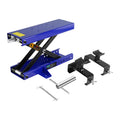 Steel Motorcycle Atv Scissor Lift Jack Crank Hoist Stand With Saddle And Safety Pins 1100 Lbs Blue Steel