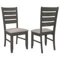 Grey And Dark Grey Padded Seat Side Chairs Set Of 2 Solid Grey Gray Dining Room Foam Spot Clean Transitional Side Chair Rubberwood Ladder Back Wood