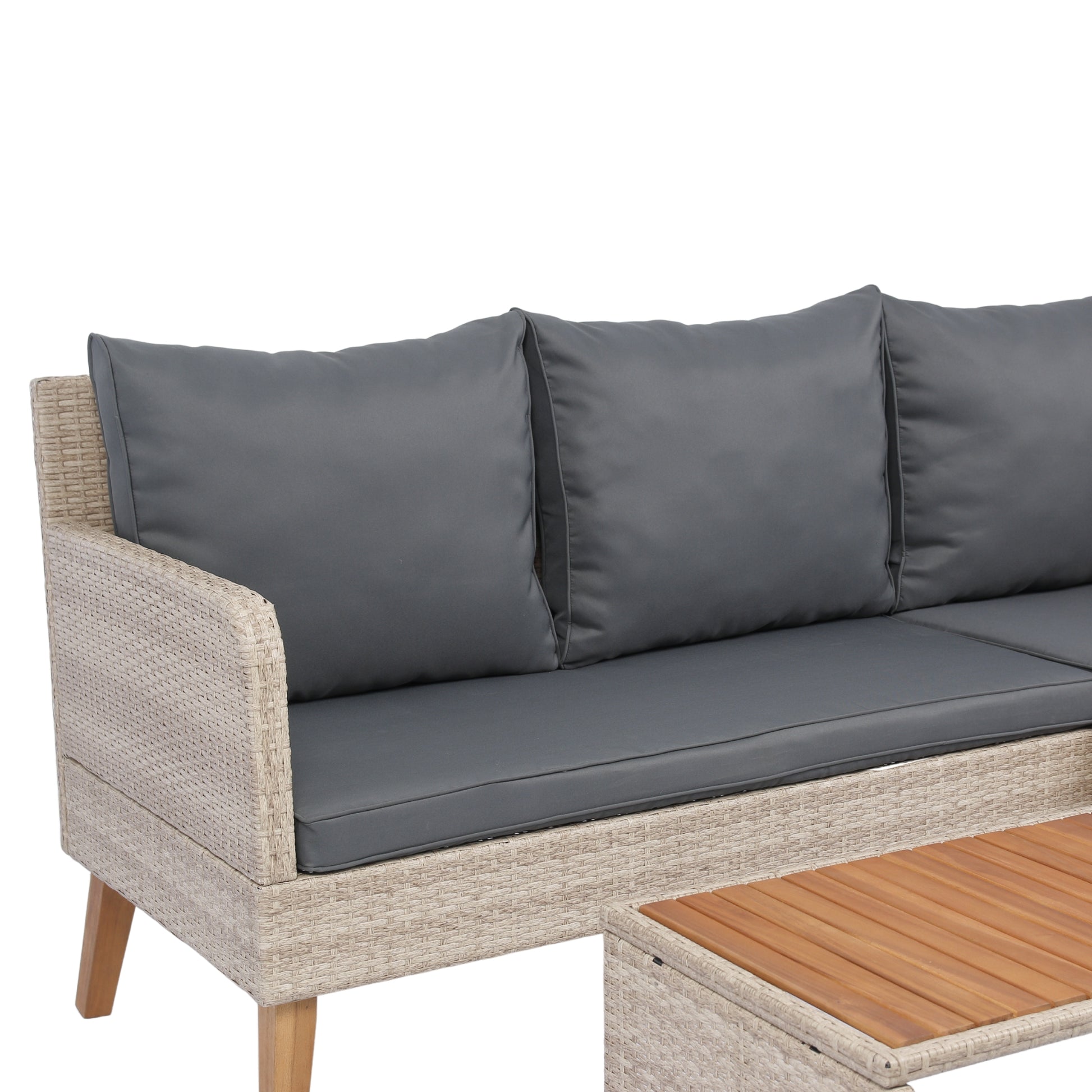 3 Piece Patio Sectional Wicker Rattan Outdoor Furniture Sofa Set Natural Yellow Wicker Dark Grey Cushion Yes Complete Patio Set Dark Grey Rust Resistant Frame Mildew Resistant Cushion Garden & Outdoor Modern Complete Patio Sets Fiber Foam Pads Pe Rattan
