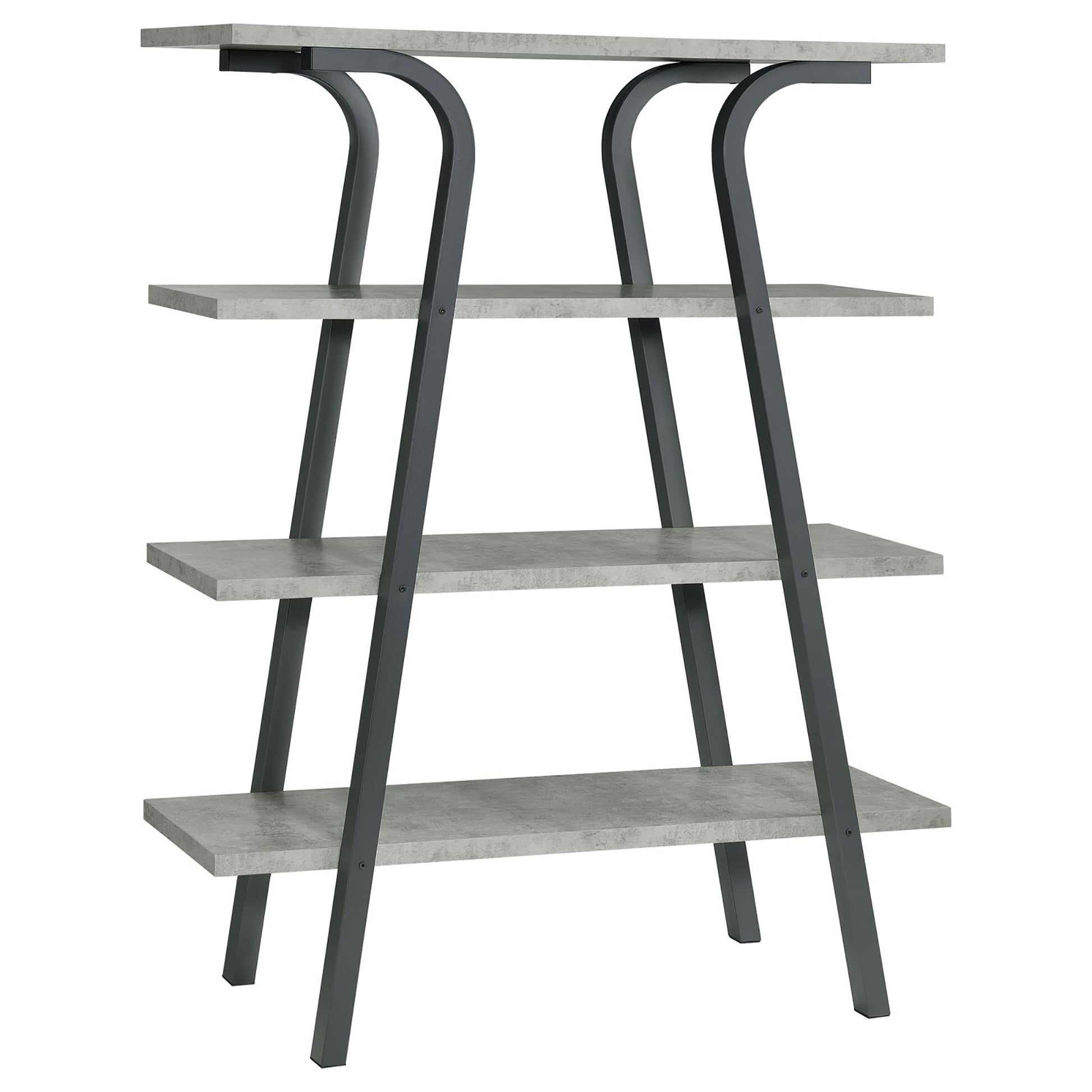 Cement And Gunmetal 3 Shelf Rectangular Bookcase 4 Cement Grey Gray Geometric Vertical Office Open Back Wood Contemporary,Modern Wood