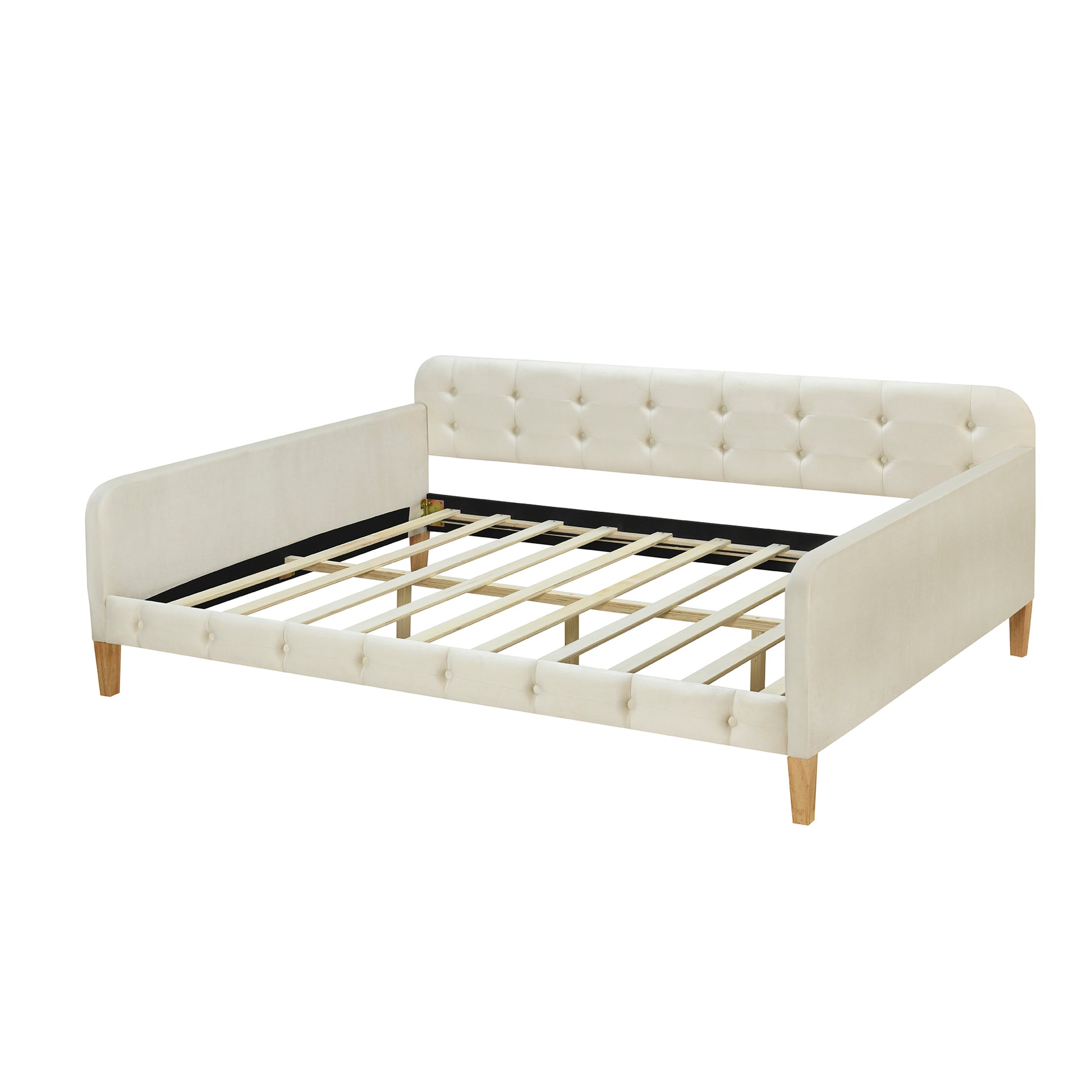 Full Size Upholstered Daybed With 4 Support Legs,White Full White Upholstered
