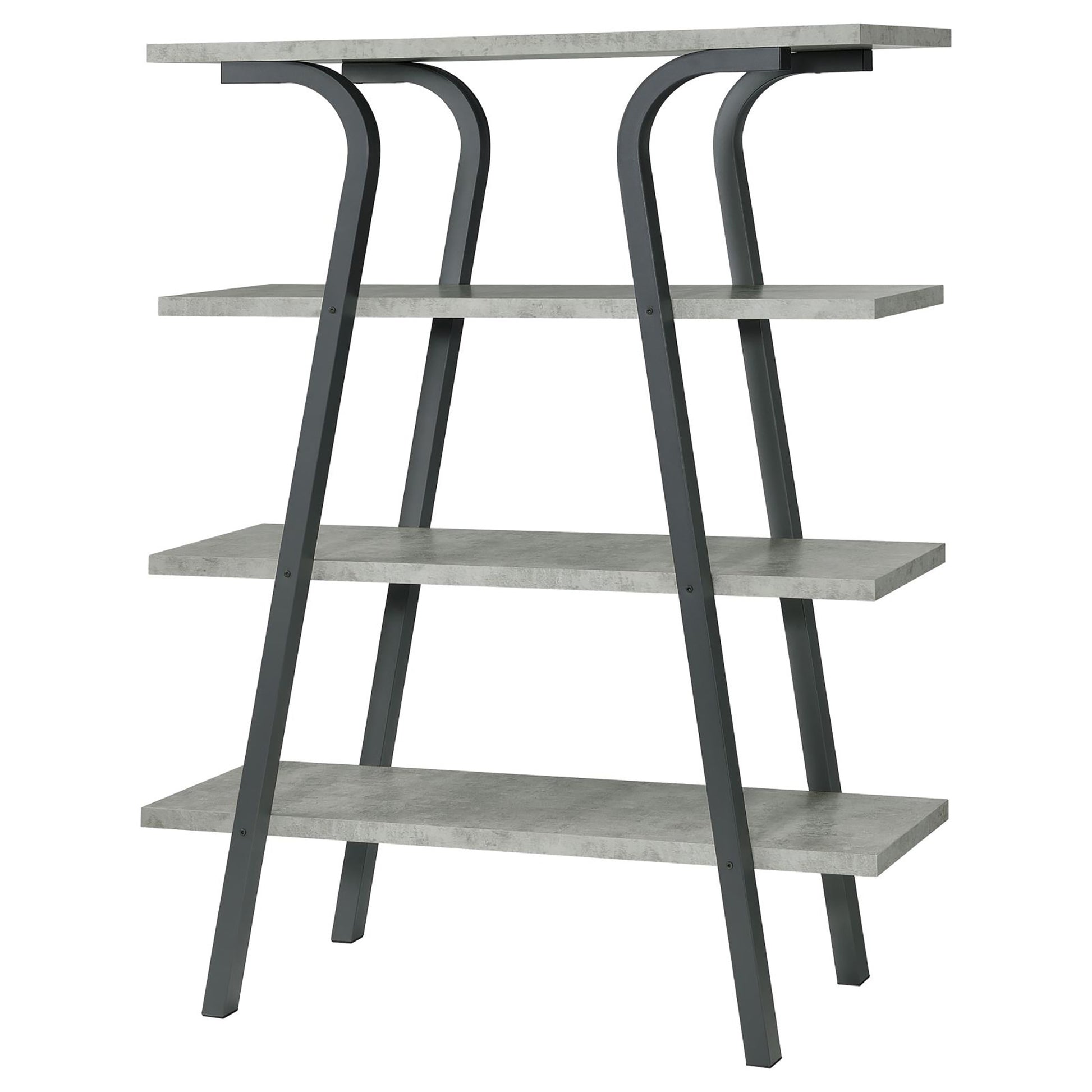 Cement And Gunmetal 3 Shelf Rectangular Bookcase 4 Cement Grey Gray Geometric Vertical Office Open Back Wood Contemporary,Modern Wood