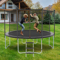 12Ft Trampoline With Safety Enclosure Net, Outdoor Trampoline With Heavy Duty Jumping Mat And Spring Cover Padding For Kids And Adults Gray Garden & Outdoor Iron