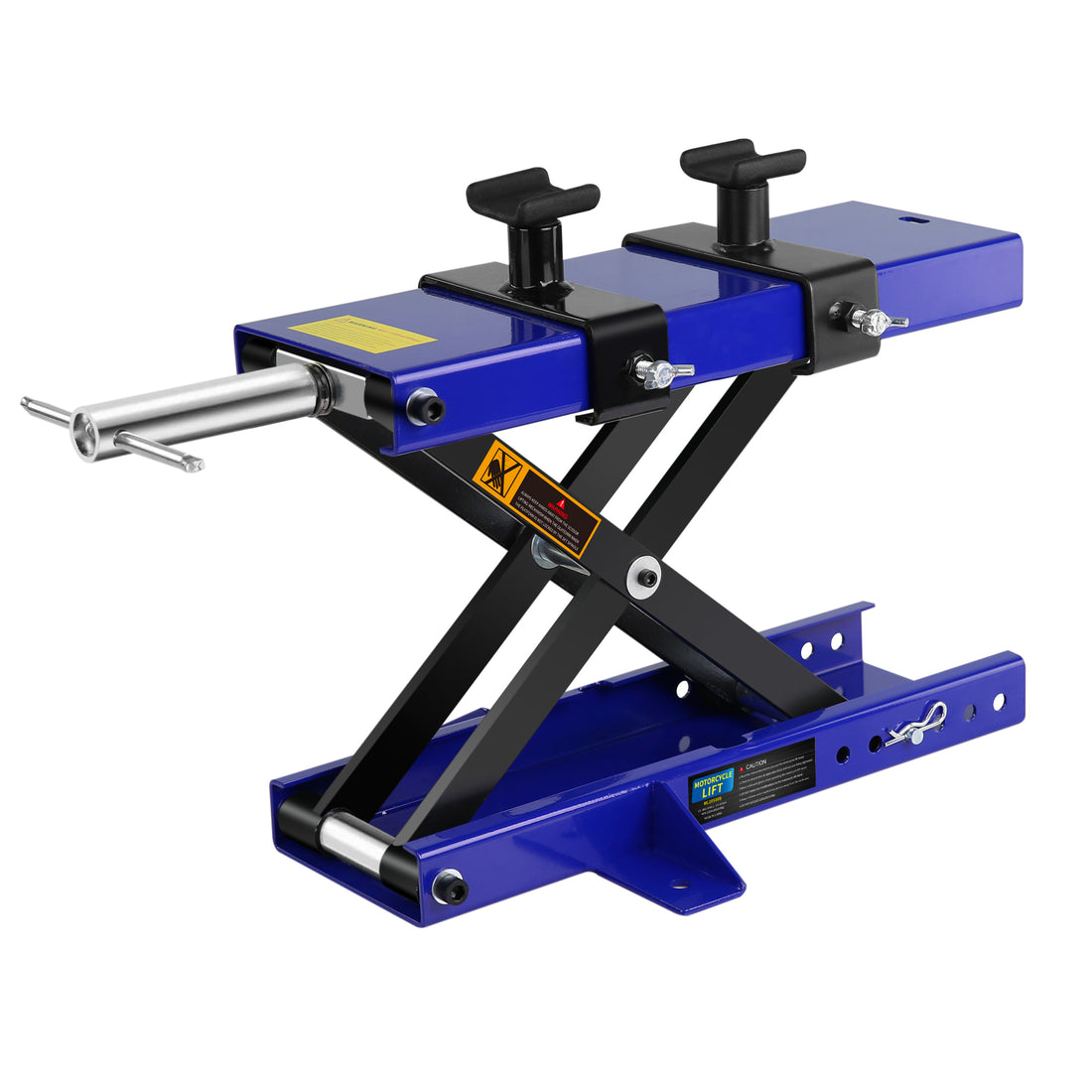 Steel Motorcycle Atv Scissor Lift Jack Crank Hoist Stand With Saddle And Safety Pins 1100 Lbs Blue Steel