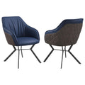 Blue And Gunmetal Upholstered Dining Chairs Set Of 2 Solid Blue Dining Room Foam Spot Clean Contemporary,Modern Side Chair Solid Back Foam Faux Leather