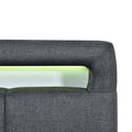 Queen Size Upholstered Platform Bed With Led Frame And 4 Drawers, Linen Fabric, Gray Gray Linen