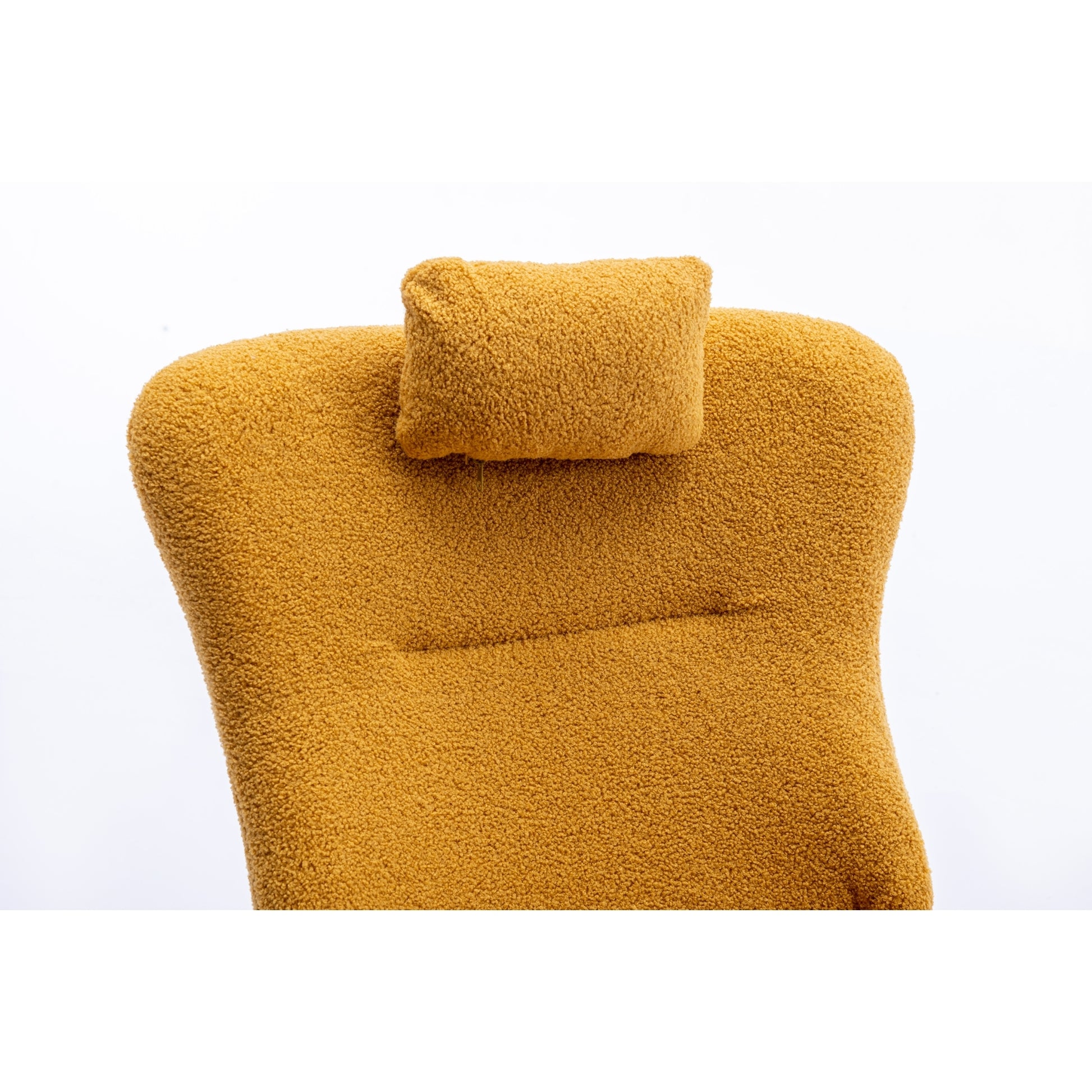 35.5 Inch Rocking Chair With Pocket, Soft Teddy Fabric Rocking Chair For Nursery, Comfy Wingback Glider Rocker With Safe Solid Wood Base For Living Room Bedroom Balcony Turmeric Yellow Casual Foam Teddy