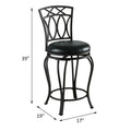 Black Swivel Counter Height Stool With Upholstered Seat Polyvinyl Chloride Solid Black Dining Room Foam Spot Clean Round Traditional Open Back Foam Metal