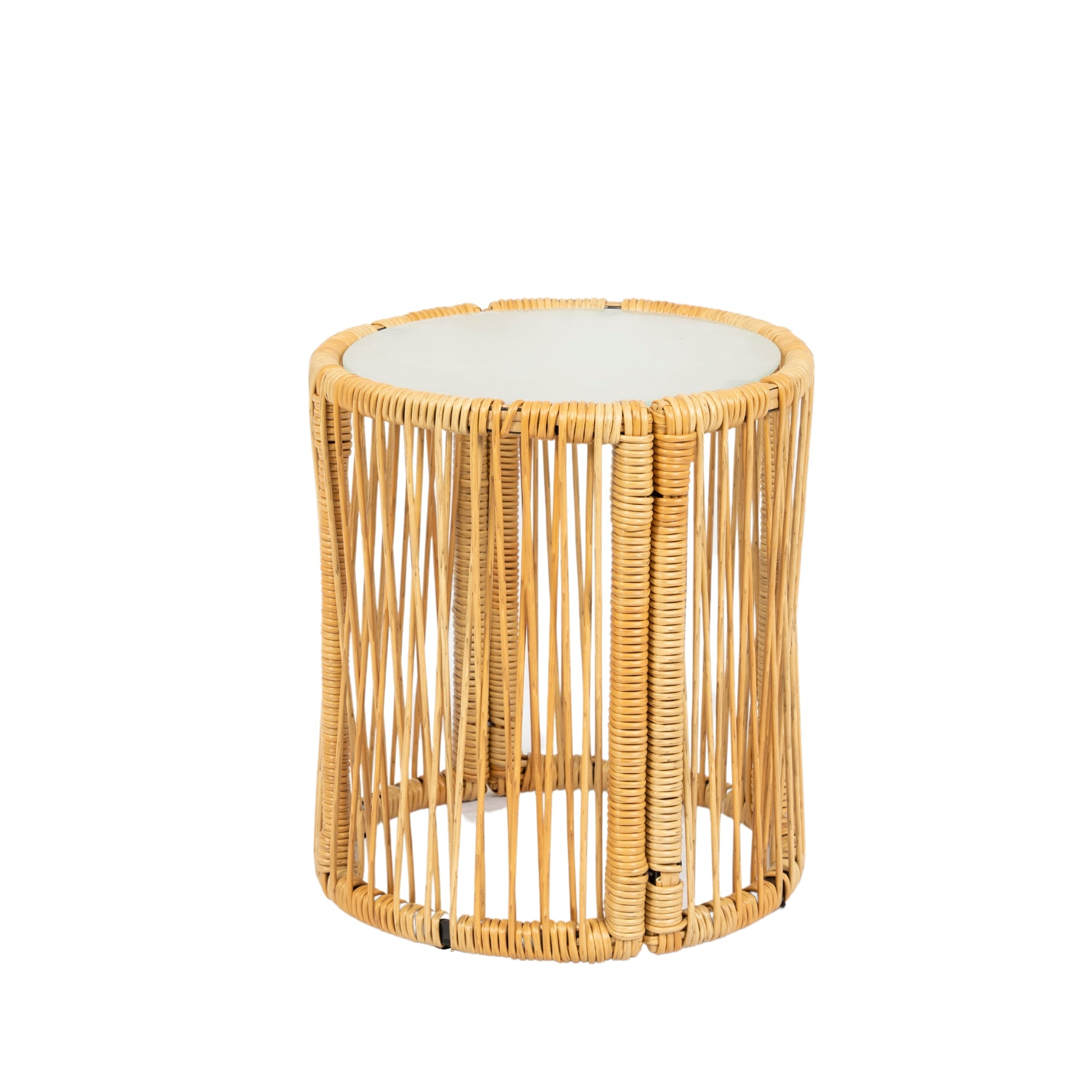 3 Pieces Outdoor Patio Wicker Furniture Sets Table And Chairs With 3.15 Inches Thick Cushion Outdoor Sofa Set Natural Yellow Wicker Creme Cushion Yes Complete Patio Set Light Yellow Rust Resistant Frame Mildew Resistant Cushion Garden & Outdoor Modern