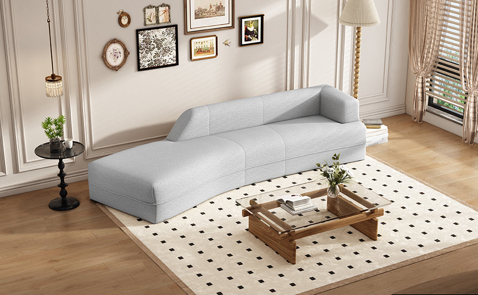 109.4" Curved Chaise Lounge Modern Indoor Sofa Couch For Living Room, Grey Grey Boucle