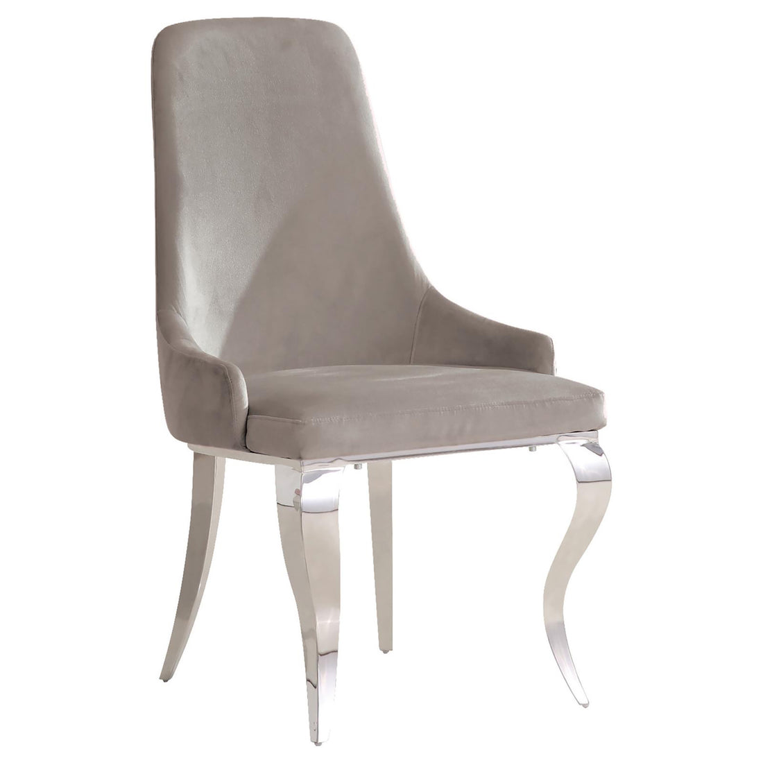 Grey And Chrome Upholstered Back Dining Chairs Set Of 2 Solid Grey Dining Room Polished Foam Spot Clean Contemporary,Modern Arm Chair Solid Back Foam Velvet